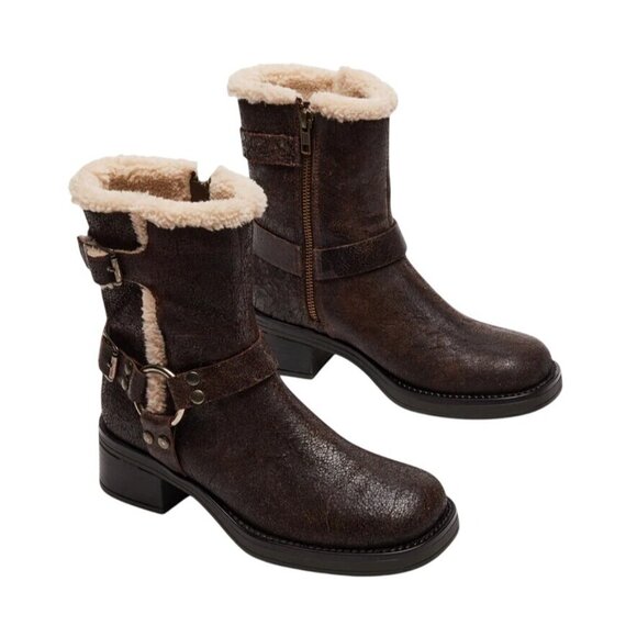 Steve Madden Brixton Fur Brown Distressed Boots - Picture 6 of 6